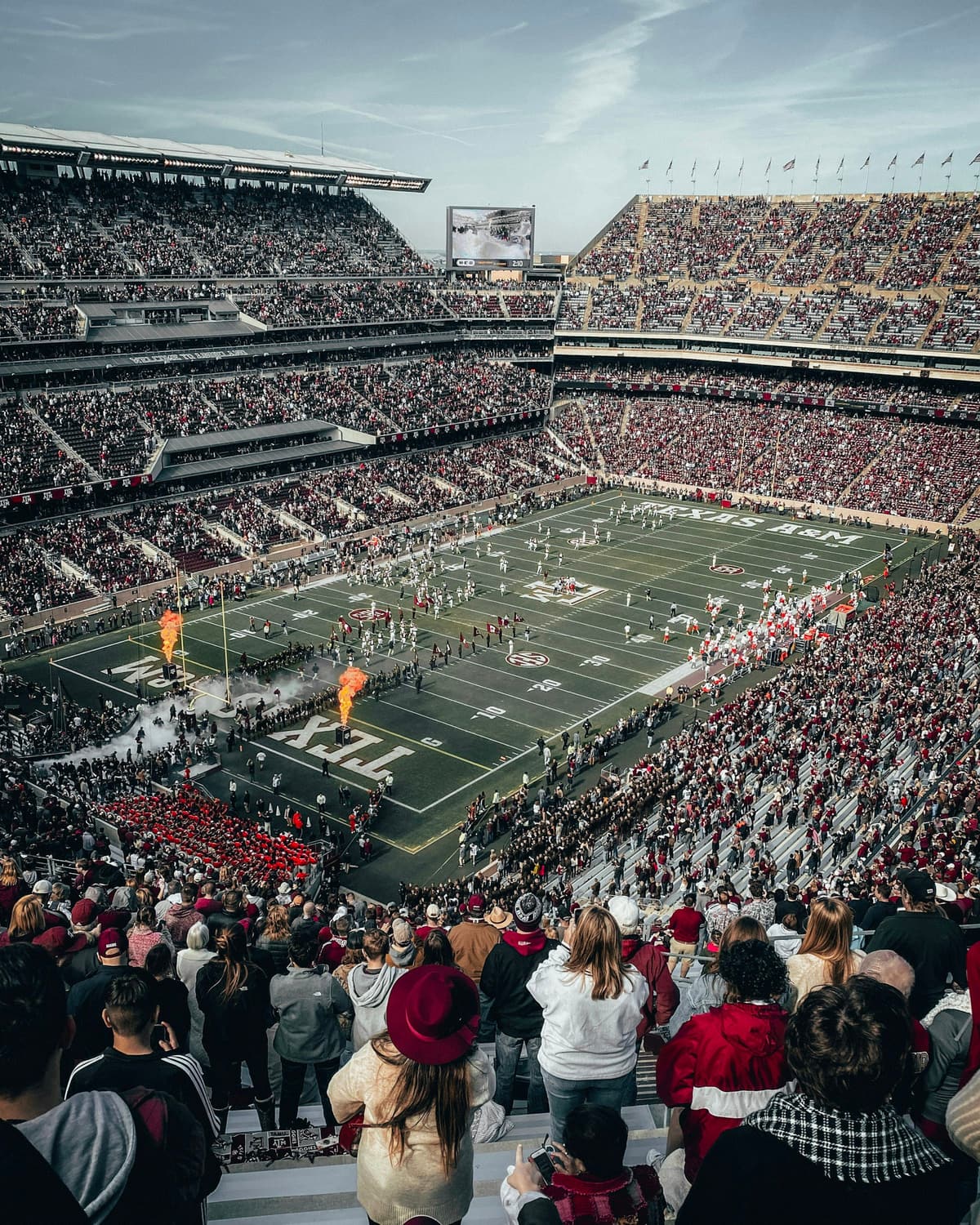A packed college football stadium on game day