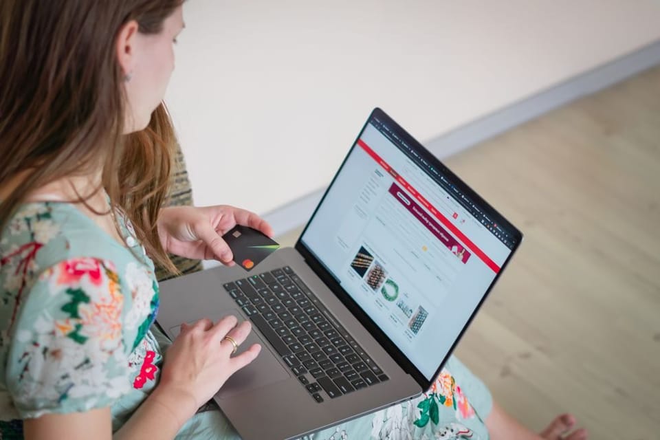 Buying tickets on a laptop